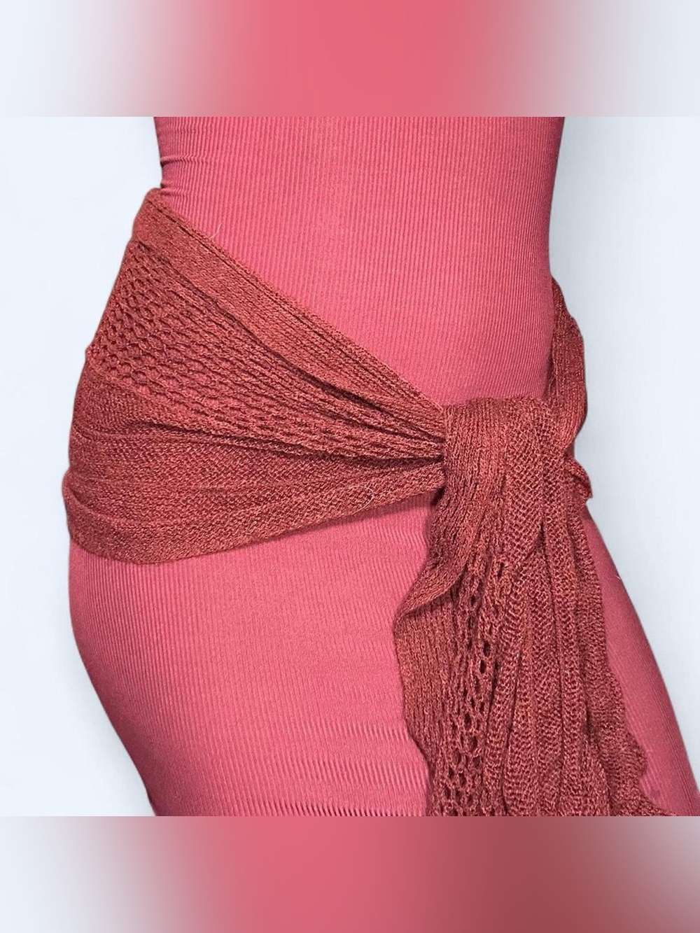 Red Knit Ruffle Scarf Belt!